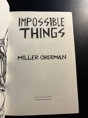Impossible Things Miller Oberman 2024 PB Duke Univ Press Trans Poetry LGBTQ