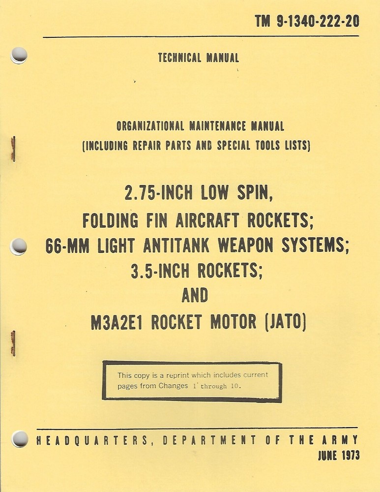 Historical book 2.75 Inch, 66-MM LAW, 3.5 Inch and JATO Rockets, Unit Maint