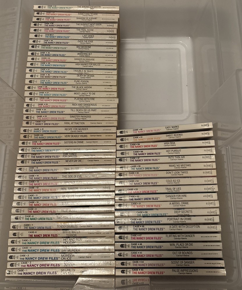 Lot of 60 Vintage Nancy Drew Files Mystery Paperbacks (#1-39, #41-59, #61-62)
