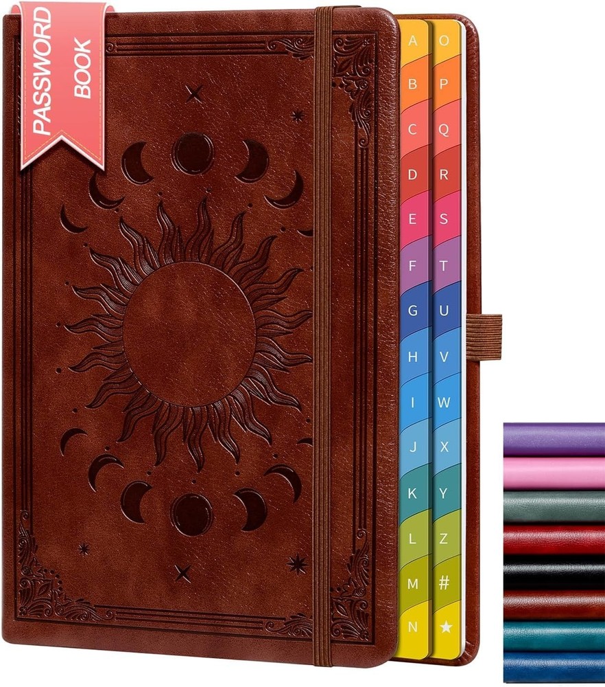 Password Book with Colorful Alphabetical Tabs,5.7″×8.4″ Hardcover Password…