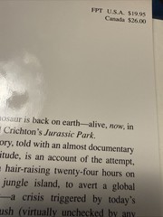 JURASSIC PARK – MICHAEL CRICHTON (HC/DJ 1990) First Edition 1st Printing