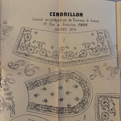 Rare Antique French Embroidery Pattern Sheet – Cendrillon Journal (January 1858)