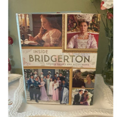 Hardcover Book Inside Bridgerton by Shonda Rhimes and Betsy Beers Blue tablebook