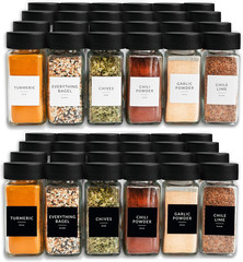 Glass Spice Jars with Label 24 PK – 4 Oz Spice Containers with 374 Minimalist Pr