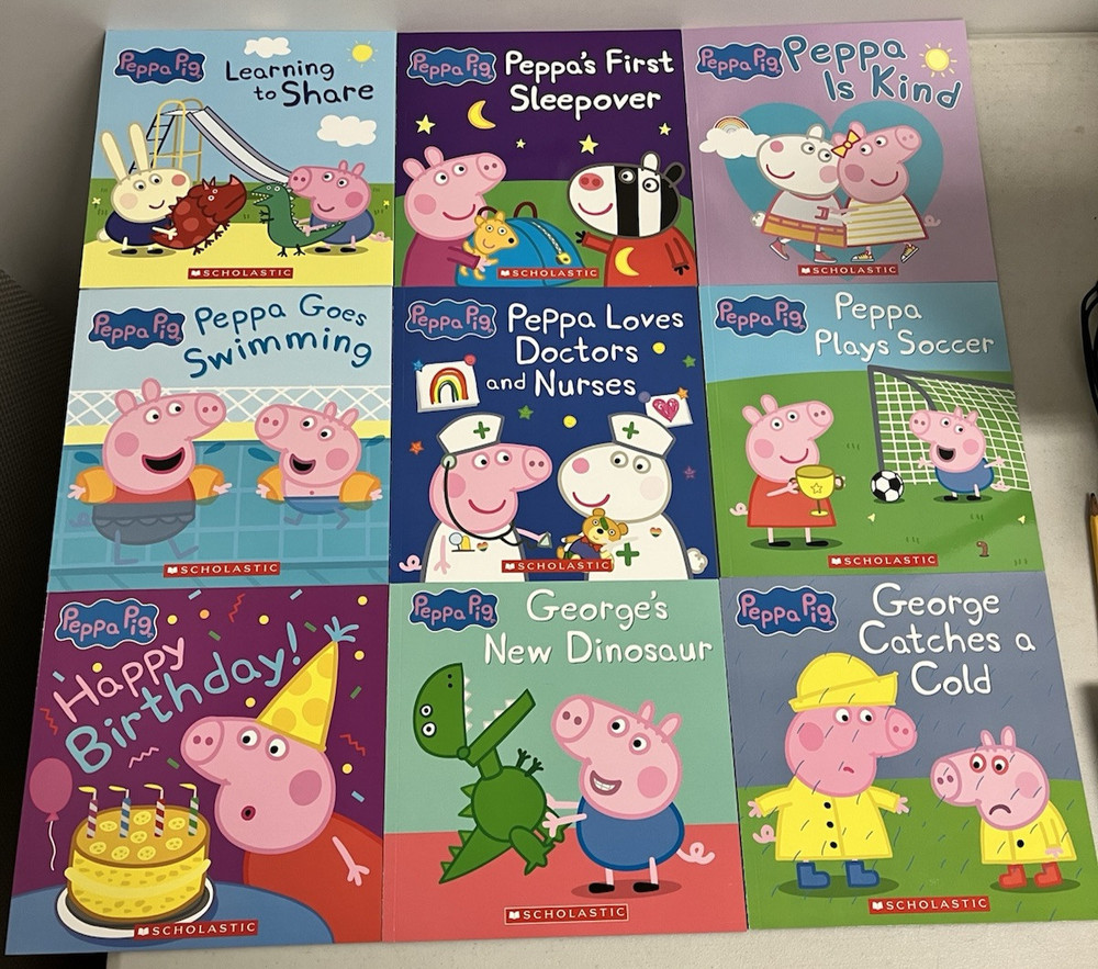 Peppa Pig Peppa and Friends Story Collection 9 Books + Poster Brand New! No Box