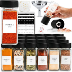 Glass Spice Jars with Label 24 PK – 4 Oz Spice Containers with 374 Minimalist Pr