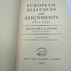 European Alliances and Alignments 1871-1890 William L. Langer HC 1966 Knopf