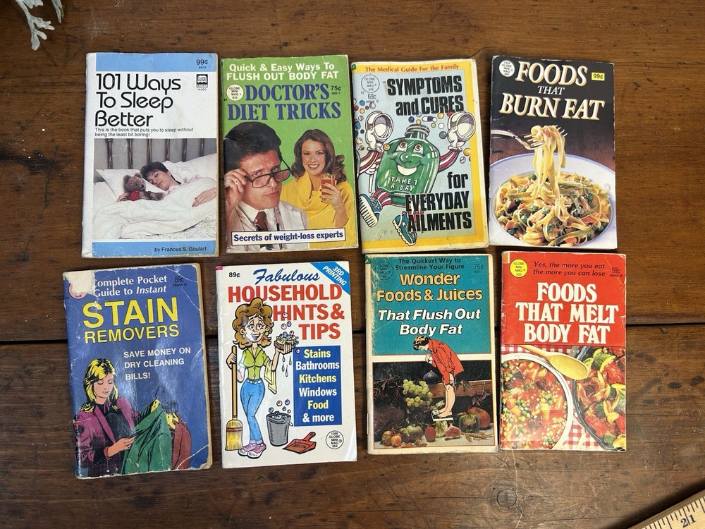 Vintage 1980s Globe Mini Mag Small Book Lot Of 8 Sleep, Diet/Fat Loss, Household