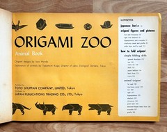 Origami Zoo Animal Book 1961, Early Japanese Craft Book in English w/ Examples