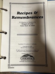Recipes & Remembrances “chapel Of Love” Morris Press Cookbooks. Cedar Bluff, VA
