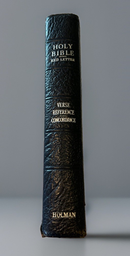 Holman Verse Reference Jewel 1972 Bible UK Print Blue Morocco Leather Red Letter