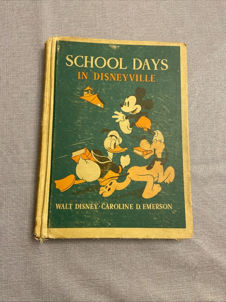 1939 School Days in Disneyville cover is frayed 8.5in x6.1/8in Green/orange
