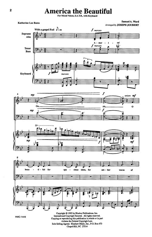 America the Beautiful SATB Samuel A. Ward