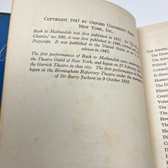 Back to Methuselah by George Bernard Shaw Oxford University Press 1947 Galaxy Ed