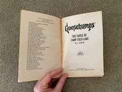 Good Thin Edition 1st print Goosebumps #56 The Curse of Camp Cold Lake ~ Stine