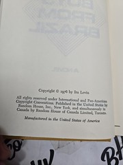The Boys From Brazil Ira Levin 1976 Random House Hardcover