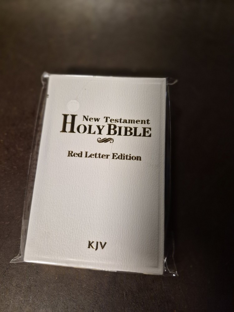 Holy Bible New Testament KJV White Mini Leatherette 4.5” x 3” Wrapped in Plastic