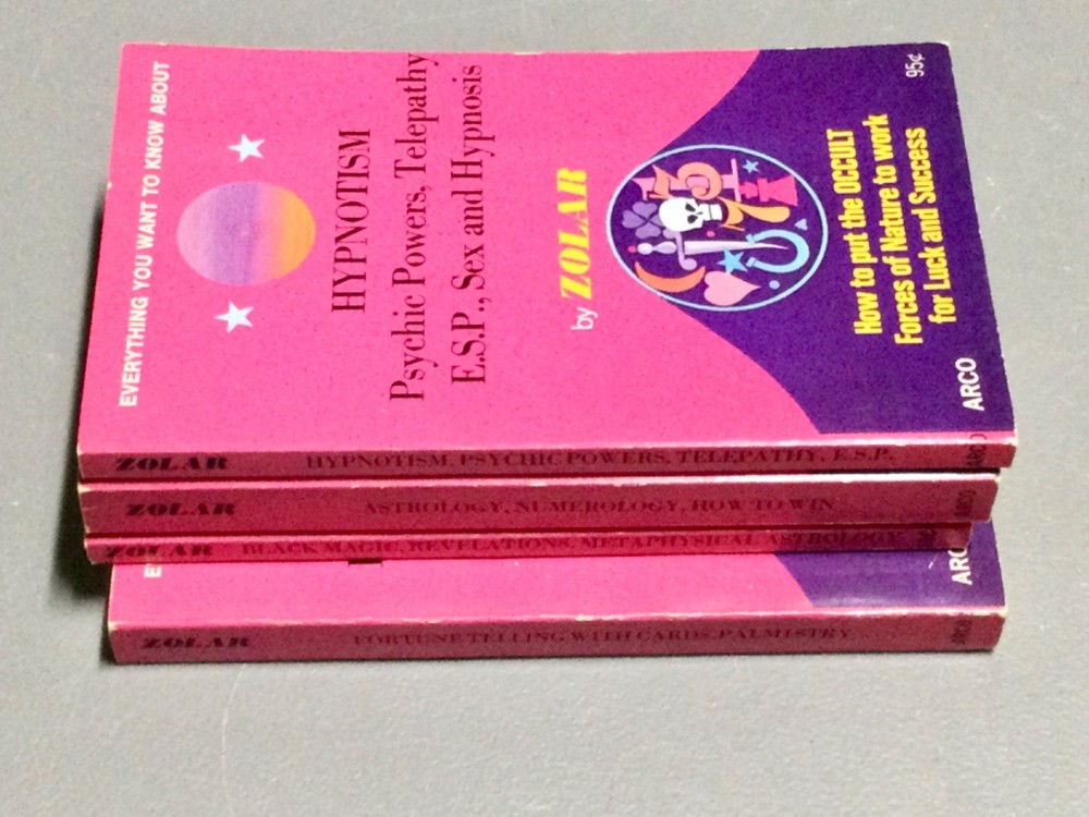 4 Arco Occult Zolar 1973 Pristine Paperbacks: Black Magic, Astrology, Hypnotism