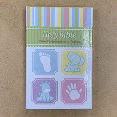 Childrens Pocket New Testament Psalms White Bonded Leather Dedication Gift Bible