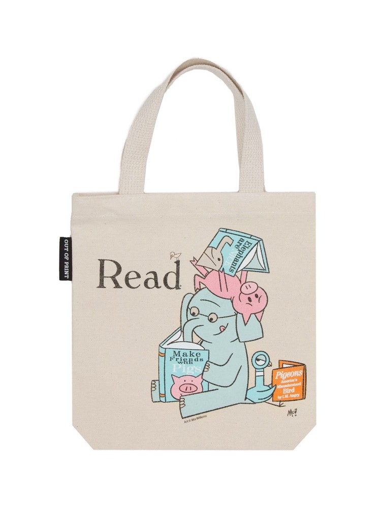 Elephant & Piggie Read Mini Tote Bag 10.5″W x 10.5″H by Out of Print