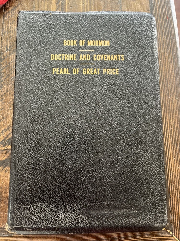 1952 Large Print Black Leather LDS Triple Scriptures 9-1/2” X 6-1/4”