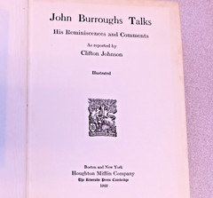 1922 First Edition Talks by John Burroughs American Naturalist & Conservationist