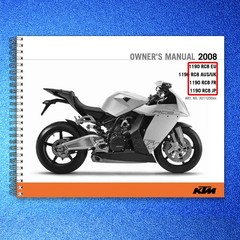 KTM 1190 RC8 Motorcycle Owners Manual 2008 – STEEL WIRE BOUND – TOUGH COVERS
