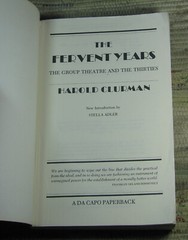THE FERVENT YEARS The Group Theatre & the 30’s by Harold Clurman 1983 Paperback