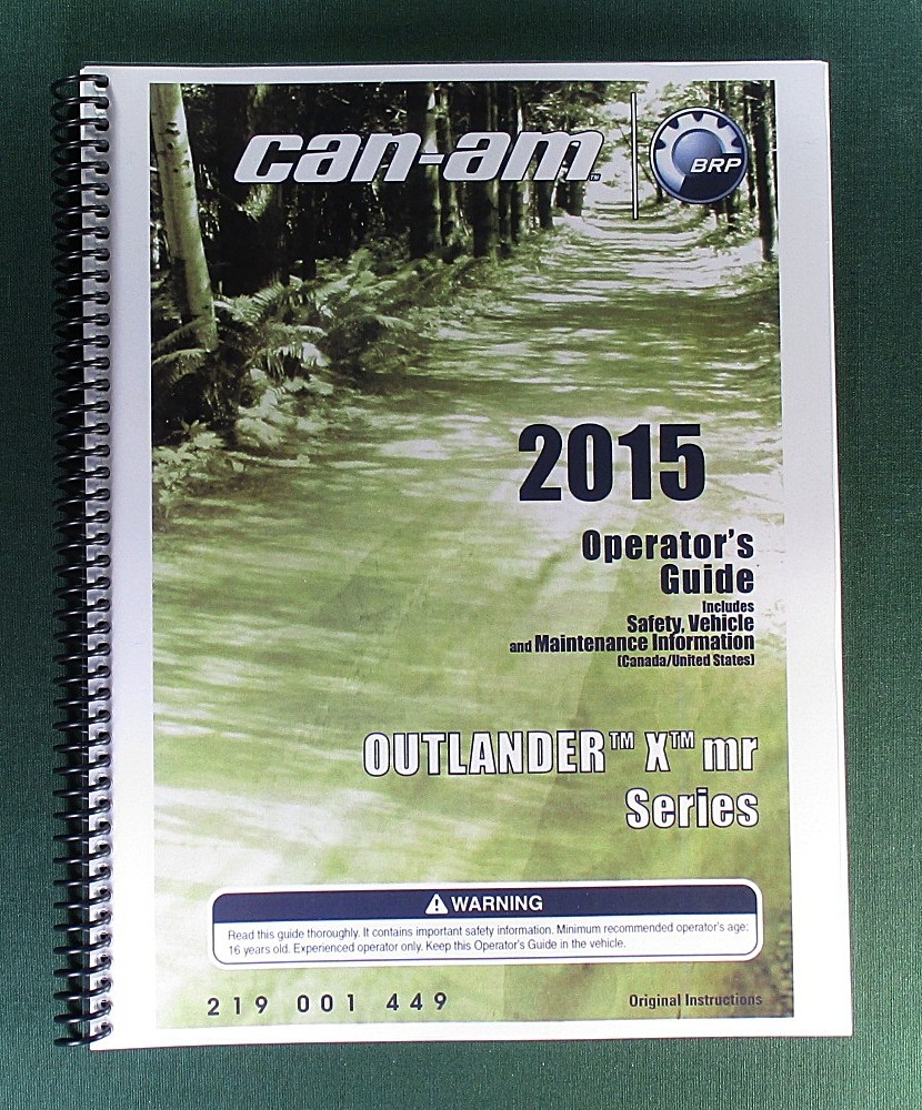 2015 Can-Am Outlander 800R X mr Owner’s Manual: 156 pages & protective Covers!