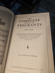 The Complete Book of Emigrants 1661 Thru 1699 Coldham 1998 HC VG Cond O3