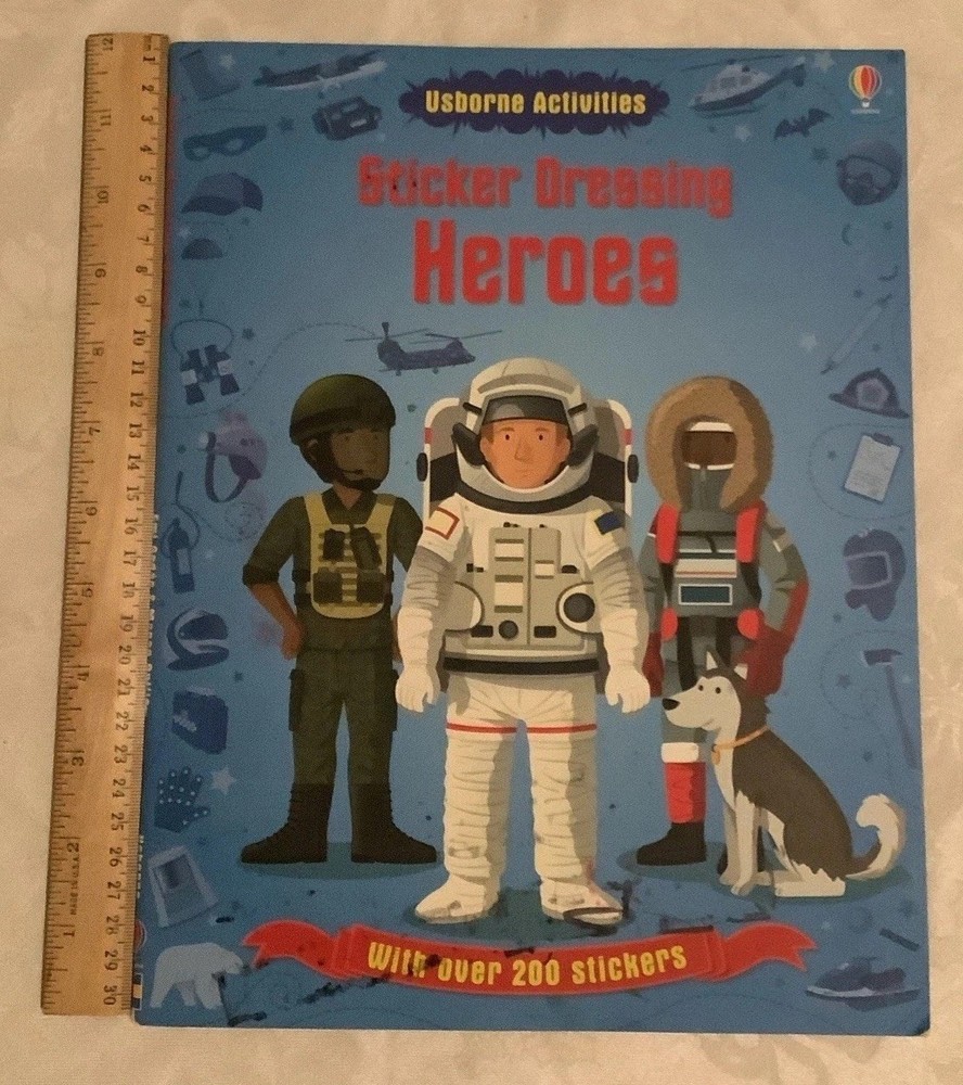 Usborne Activities 200 Stickers Dressing HEROES 2012 M Cullis EDC Publishing SC