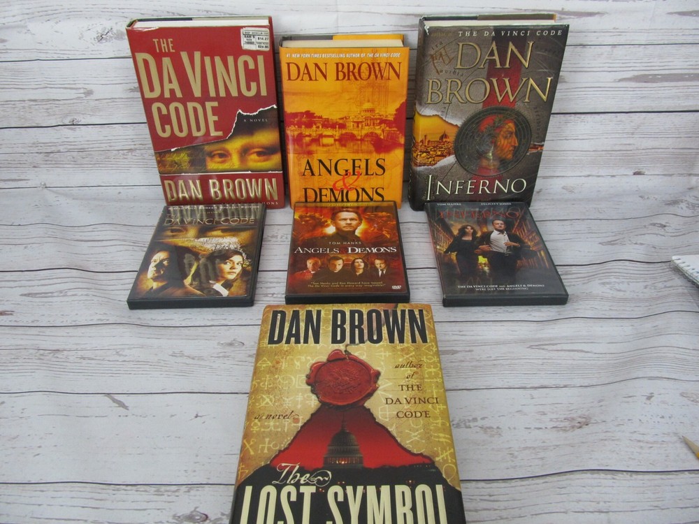 Dan Brown Robert Langdon Series Lot 4 Books Da Vinci Code Hardcover With DVD’s