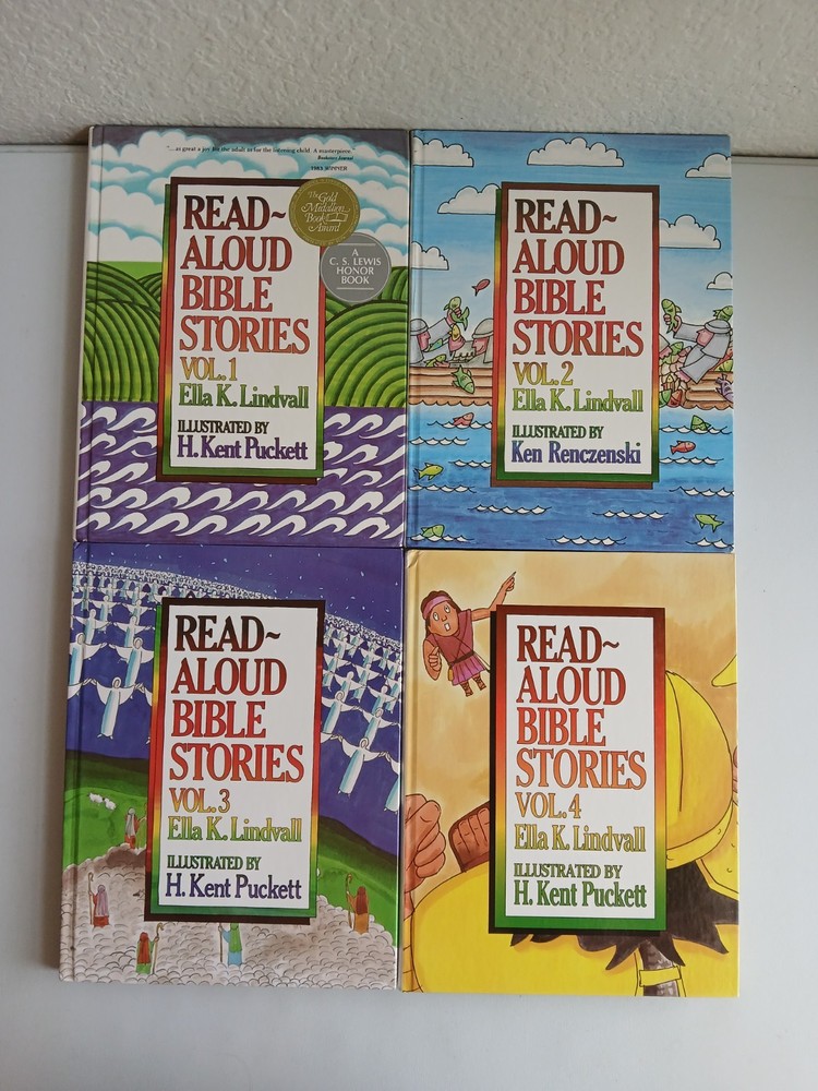 Ella Lindvall READ-ALOUD BIBLE STORIES Volume 1 2 3 4 HC Book Lot of 4 Used