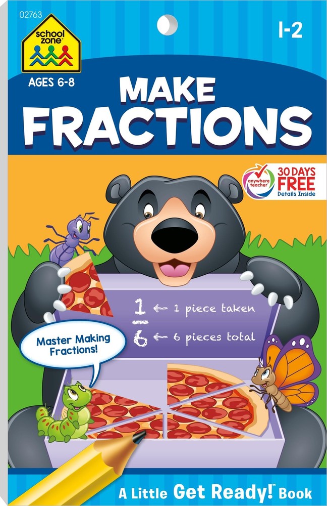 School Zone Make Fractions Workbook: 48 Pages, 1st Grade, 2nd Grade,…