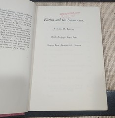 Fiction and the Unconscious by Simon O. Lesser – 1957 – 1st Edition HCDJ