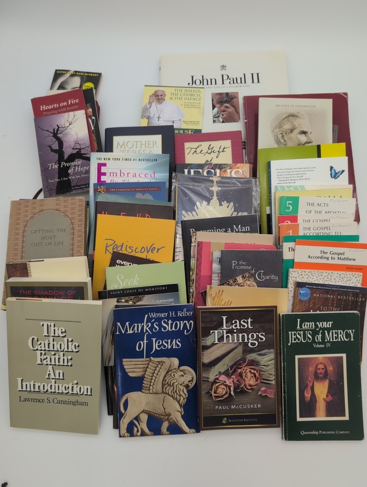 Big Lot of 60 Catholic Booklets Some Vintage- Saints, Popes, Jesus, Bible Study+