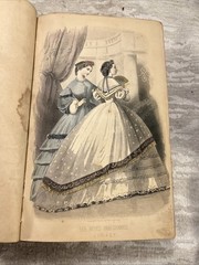 Antique PETERSON’S LADY’S MAGAZINE full year 1863 vol 43 + 44, color B/W plates