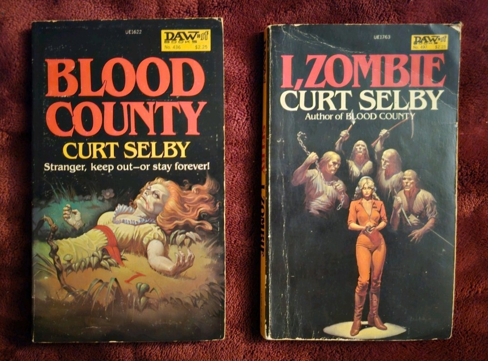 2 Vintage Horror lot Blood County & I, Zombie Curt Selby DAW paperbacks RARE OOP