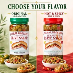 Delicious Olive Salad Combo – 16 oz – Hot & Original for Muffulettas, Sandwiches