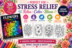 DIGITAL CONTENT- 2025 Flower 30 Page Activity Book – PRINTABLE