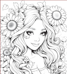 Adult Coloring Pages Bundle Flower Girls bundle 280 Printable Pages