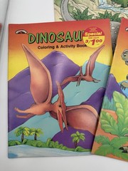 Vintage Lot of 5 DINOSAUR Coloring Books Most Unused But One Has Marks