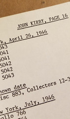 John Kirby Discography by Garrod of Joyce Record, First Draft, 16 pages, c1990