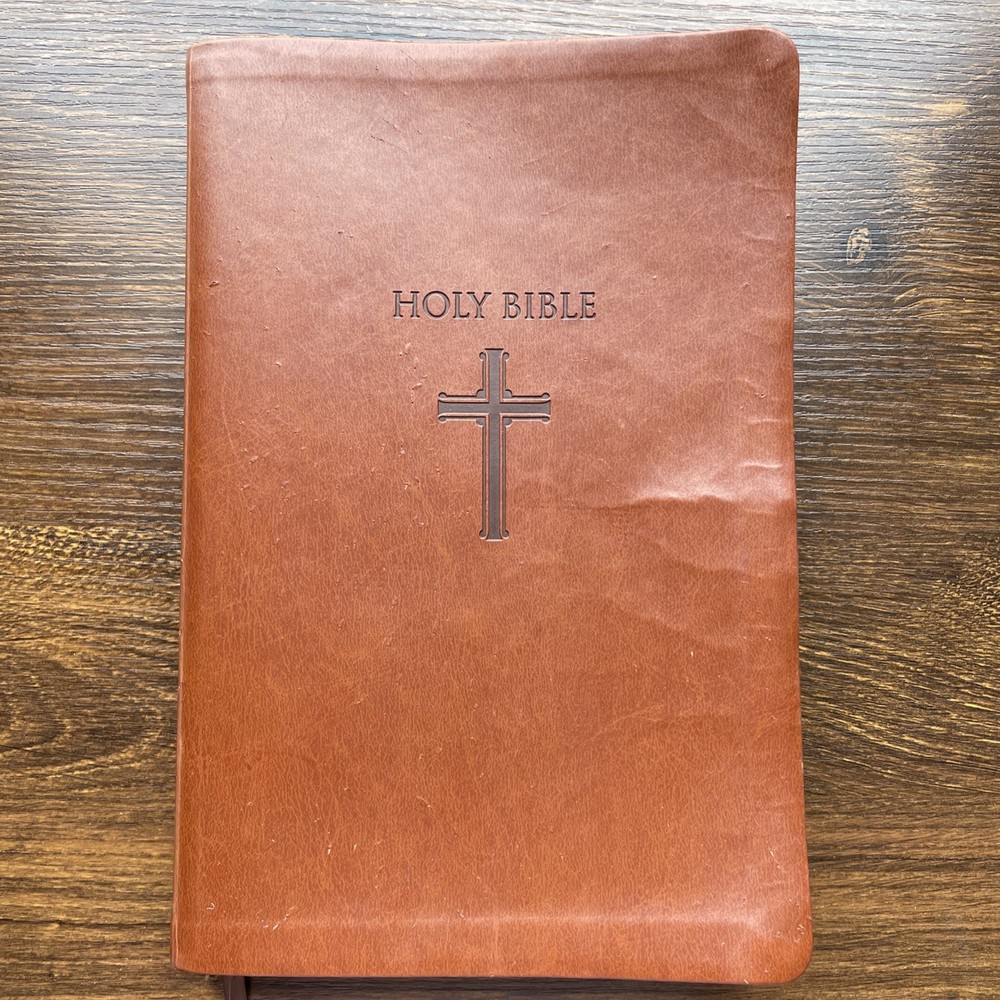 NKJV Holy Bible Super Giant Print Reference Edition Red Letter Leather Worn