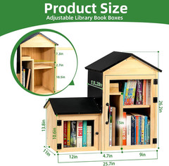 Outdoor Library Book Box – Solid Wood, Waterproof, Adjustable Compartments