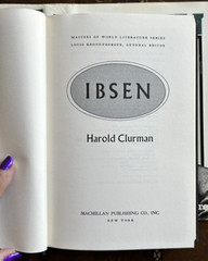 Ibsen by Harold Clurman Masters of World Literature Series ( 1977 – HC/ DJ )