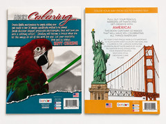 Adult Coloring Books Lot of 2 Grayscale Parrot America Landmarks Bendon