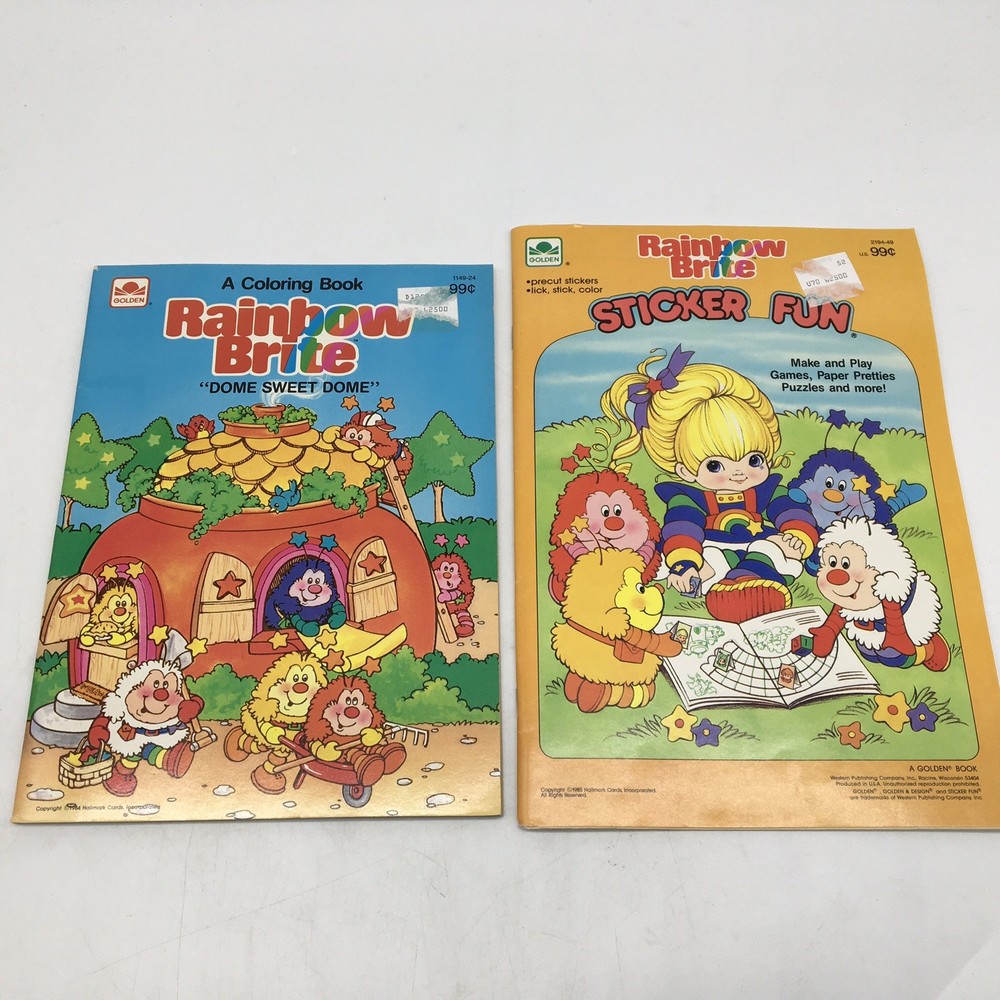 Rainbow Brite Coloring Book + Sticker Fun Golden Books Vtg 1984-85 UNUSED NOS