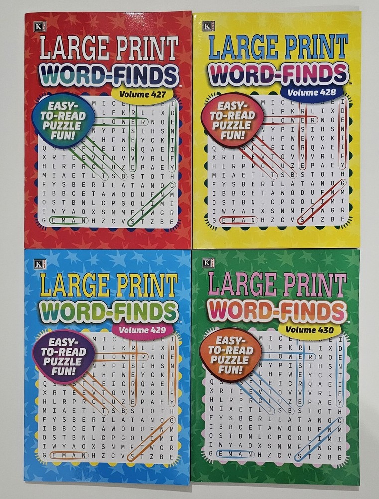 4 Large Print Word-Finds Puzzle Books Kappa Games Vol#427-430 Total 320 Puzzles