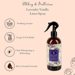 Odor Eliminating and Refreshing Linen and Room Spray, Lavender Vanilla, 16 Oz.
